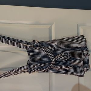 SHEIN Houndstooth Print Paper Bag Waist Tie Front‎ Pinafore Shorts XS